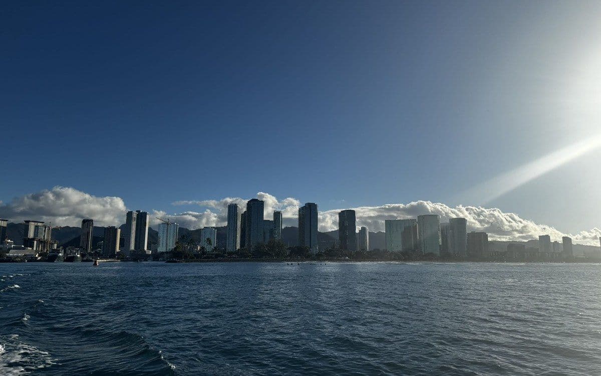 The Honolulu skyline seen from the water